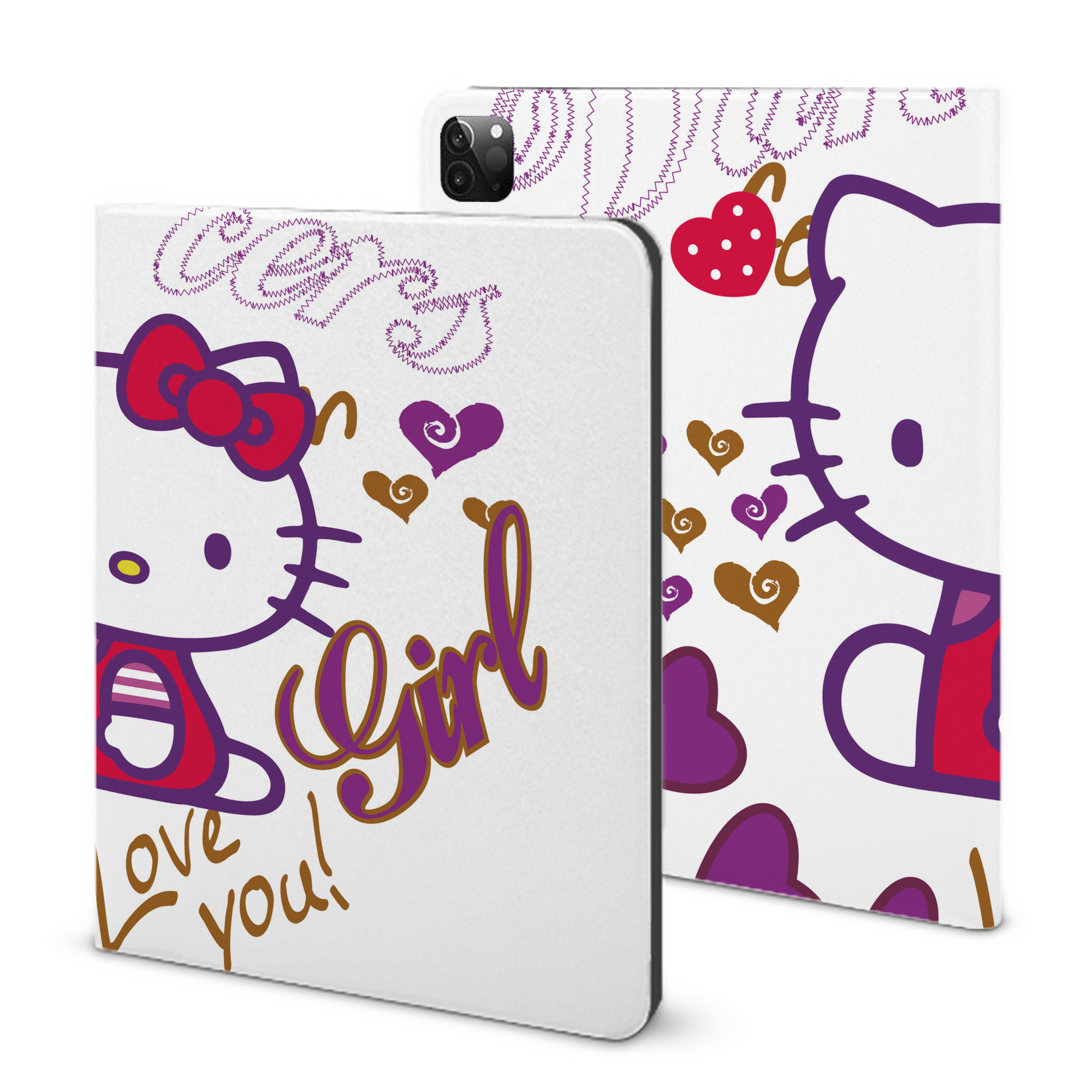 （画像用） Hello Kitty ハローキティ IPadケース ペンホルダー付き ブックスタイルデザイン